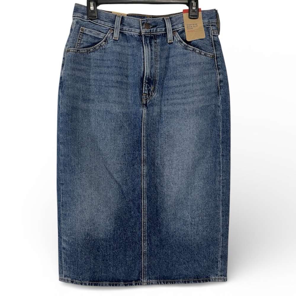 Levi's High Rise Back Slit Denim Skirt Size 29 NWT